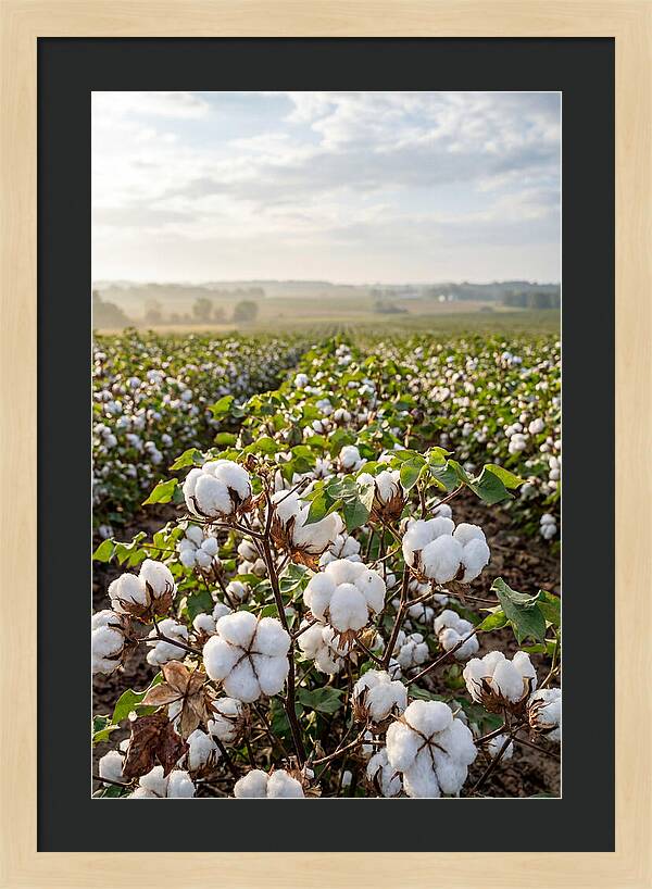 Farm Cotton Blooms Under Sunlight