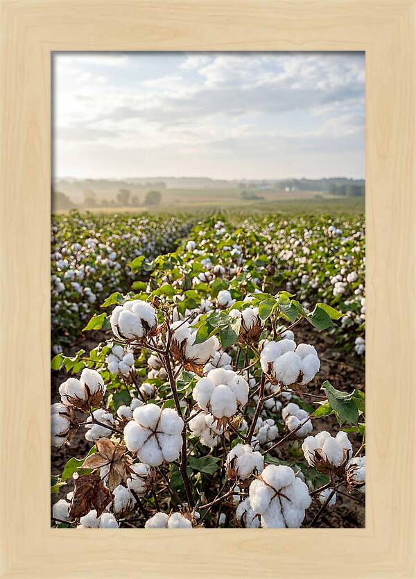 Farm Cotton Blooms Under Sunlight