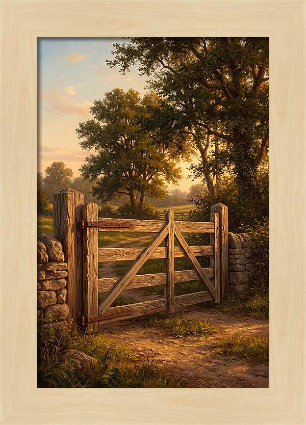 Farm Gate At Dusk
