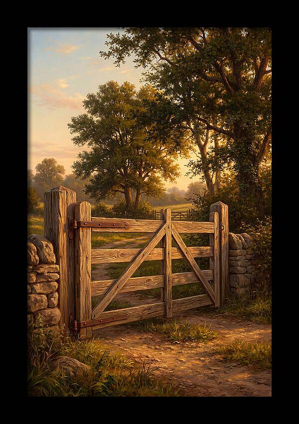 Farm Gate At Dusk