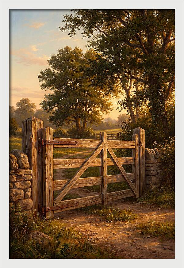 Farm Gate At Dusk