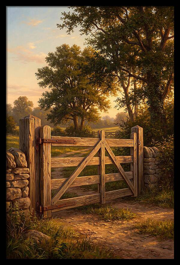 Farm Gate At Dusk