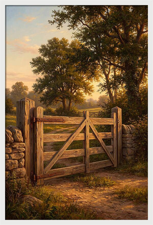 Farm Gate At Dusk