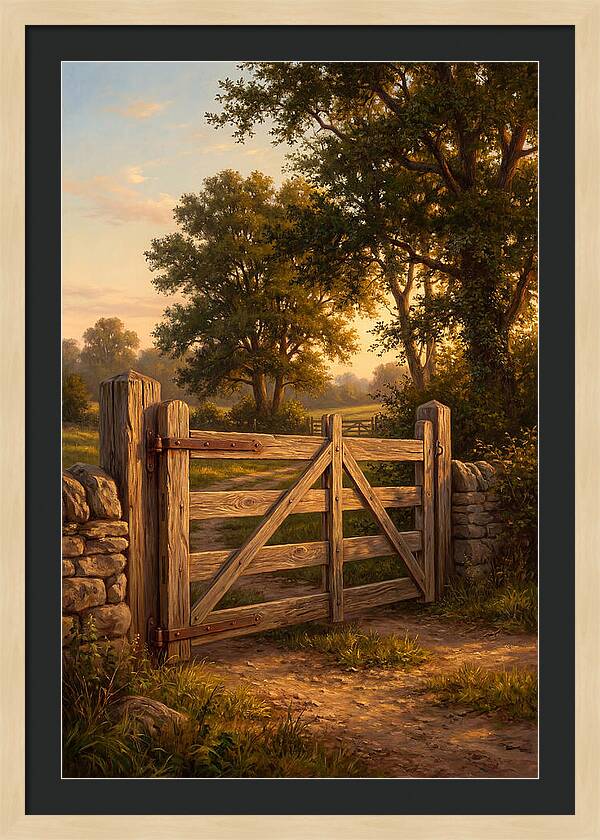 Farm Gate At Dusk