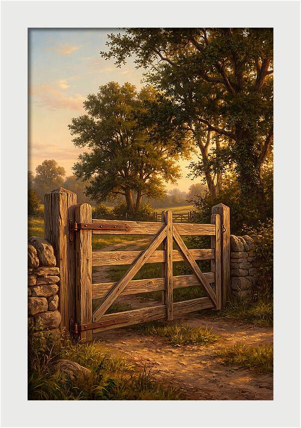 Farm Gate At Dusk