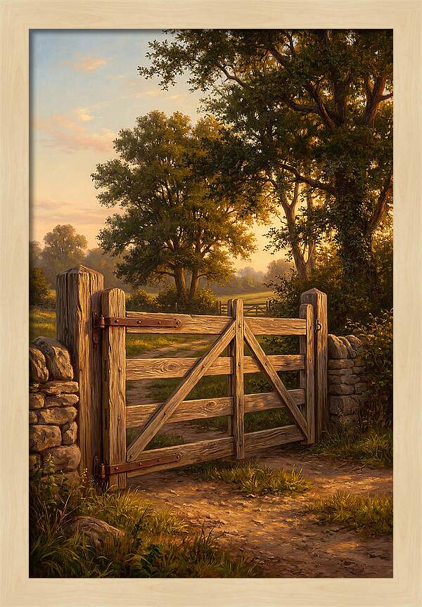 Farm Gate At Dusk