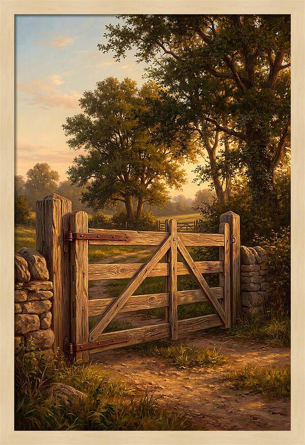 Farm Gate At Dusk
