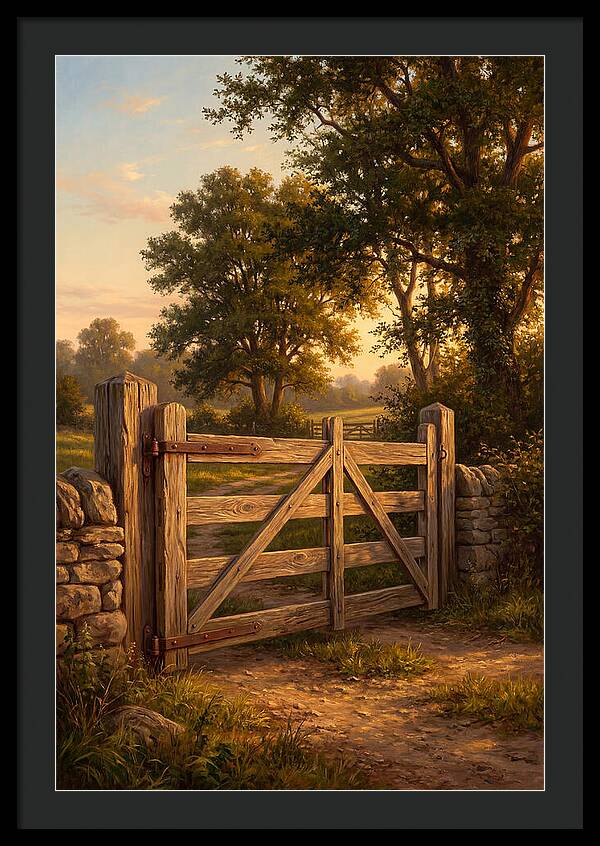 Farm Gate At Dusk