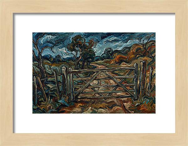 Farm Gate Under Dramatic Skies