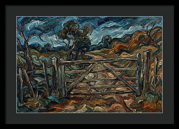 Farm Gate Under Dramatic Skies
