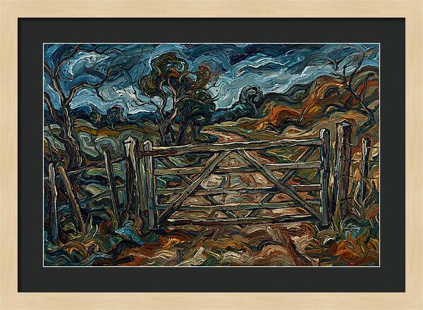 Farm Gate Under Dramatic Skies