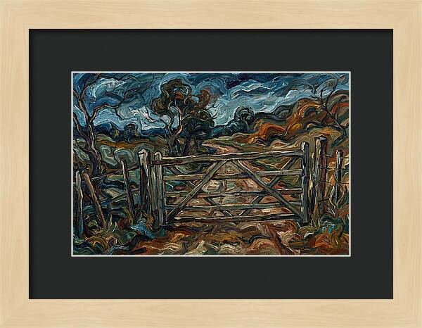 Farm Gate Under Dramatic Skies