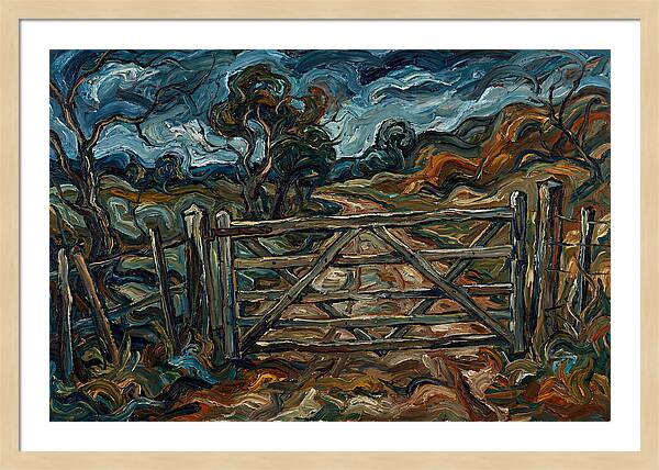 Farm Gate Under Dramatic Skies