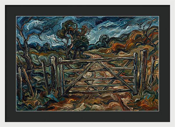 Farm Gate Under Dramatic Skies