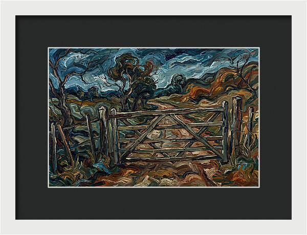 Farm Gate Under Dramatic Skies