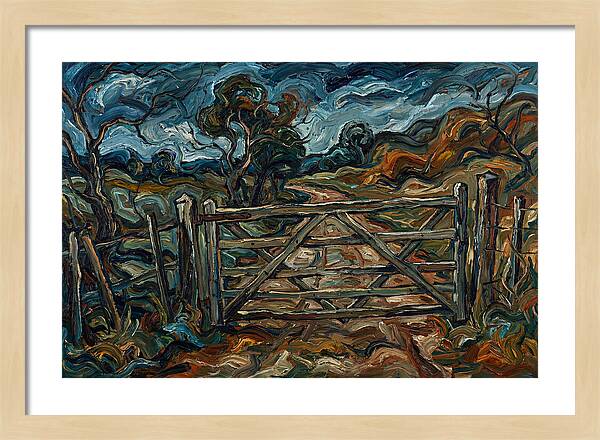 Farm Gate Under Dramatic Skies