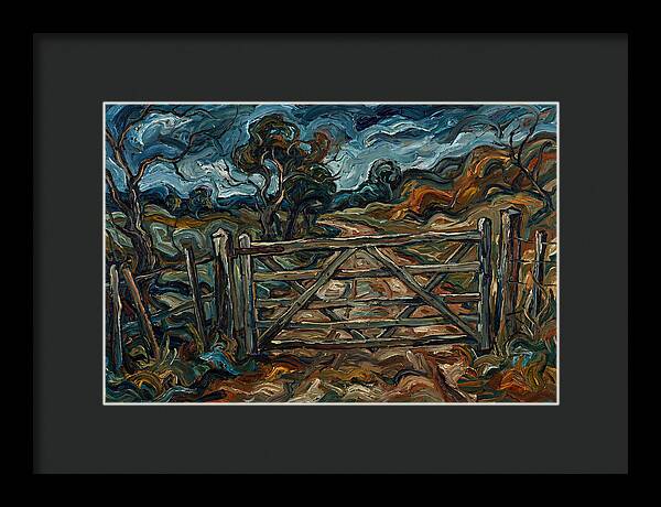 Farm Gate Under Dramatic Skies