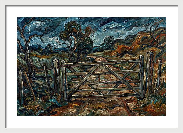 Farm Gate Under Dramatic Skies