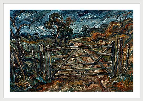 Farm Gate Under Dramatic Skies