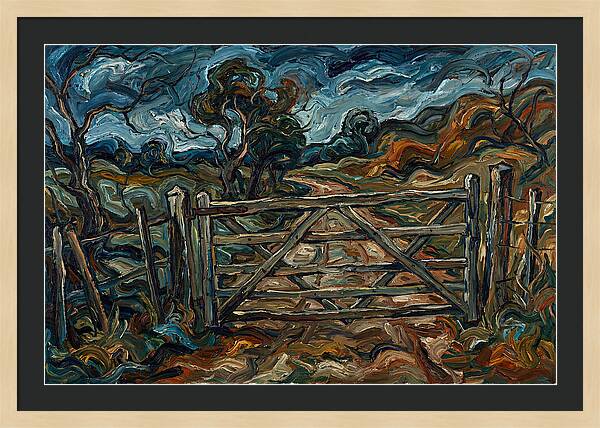 Farm Gate Under Dramatic Skies