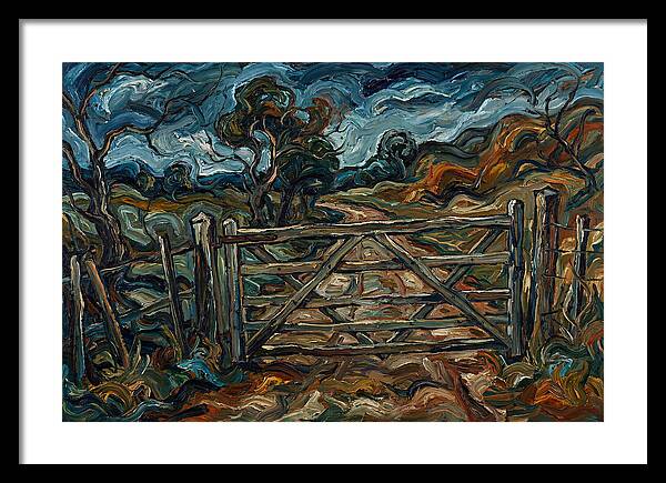 Farm Gate Under Dramatic Skies