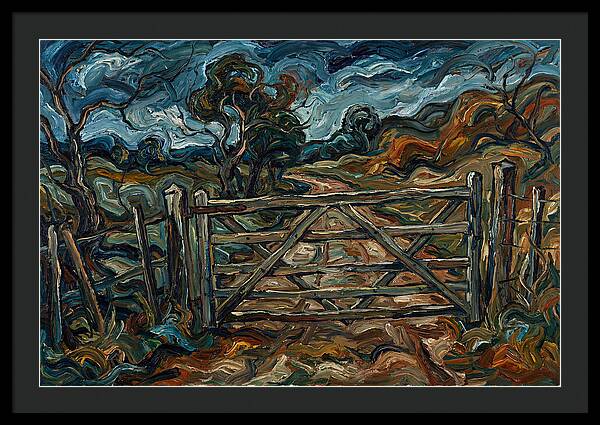 Farm Gate Under Dramatic Skies
