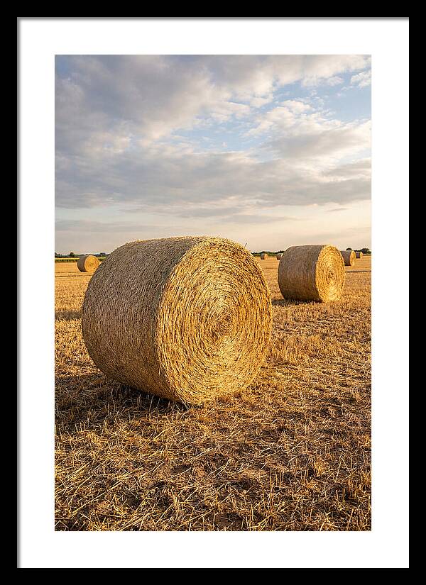 Farm Hay Bales Under Sunset