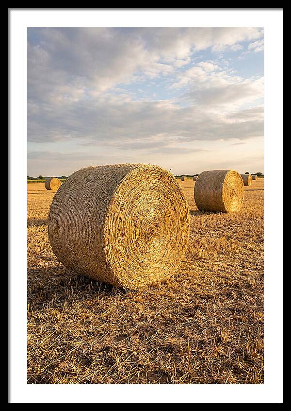 Farm Hay Bales Under Sunset