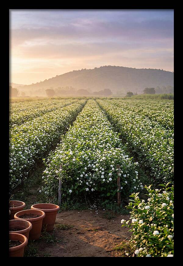 Farm Jasmine Fields At Dawn