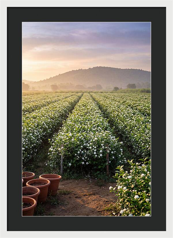 Farm Jasmine Fields At Dawn