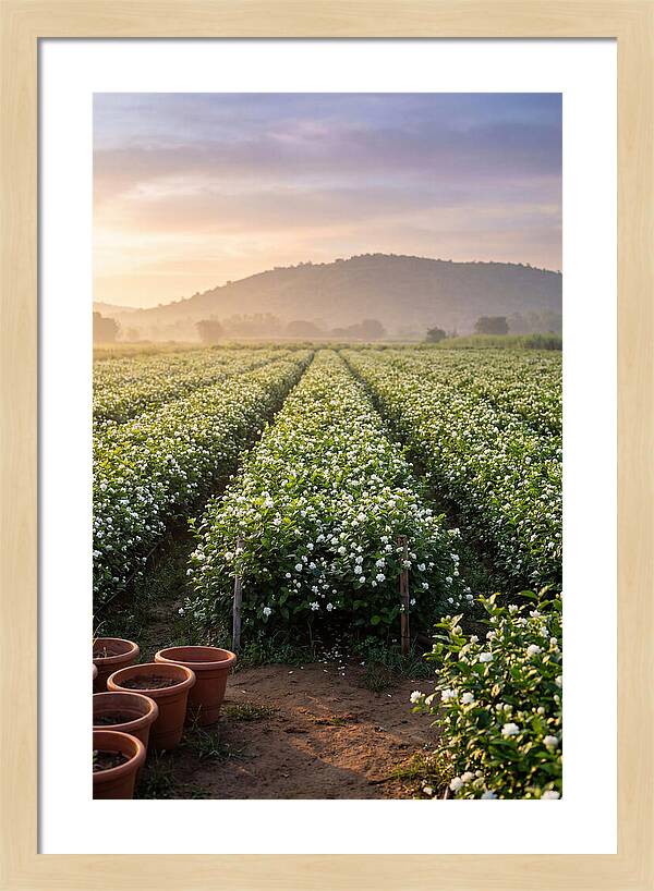 Farm Jasmine Fields At Dawn