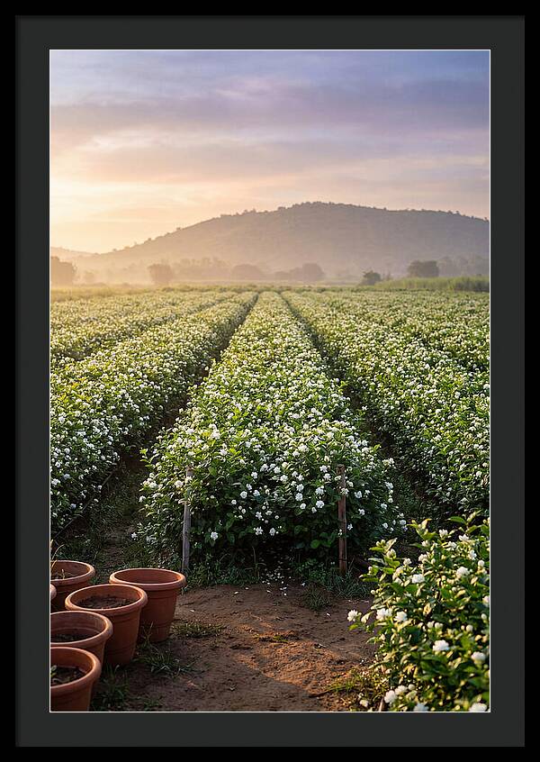 Farm Jasmine Fields At Dawn