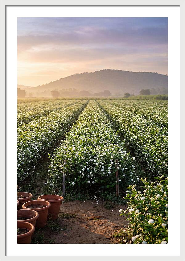 Farm Jasmine Fields At Dawn