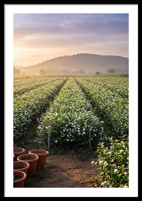 Farm Jasmine Fields At Dawn