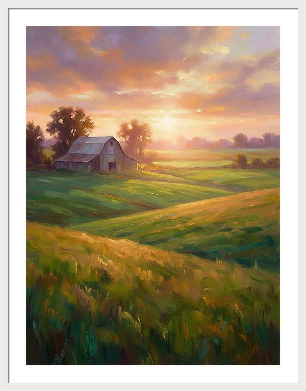 Farm Landscape At Dusk