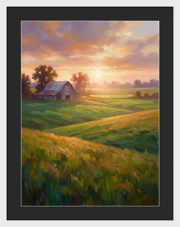 Farm Landscape At Dusk