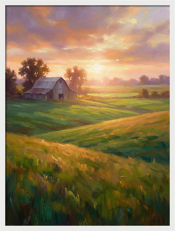 Farm Landscape At Dusk