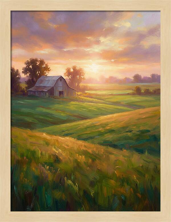 Farm Landscape At Dusk