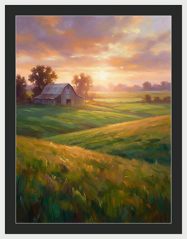 Farm Landscape At Dusk