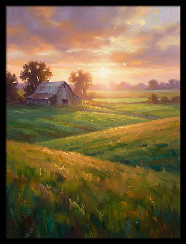 Farm Landscape At Dusk