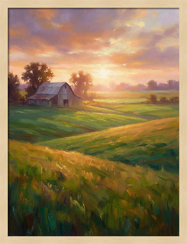 Farm Landscape At Dusk