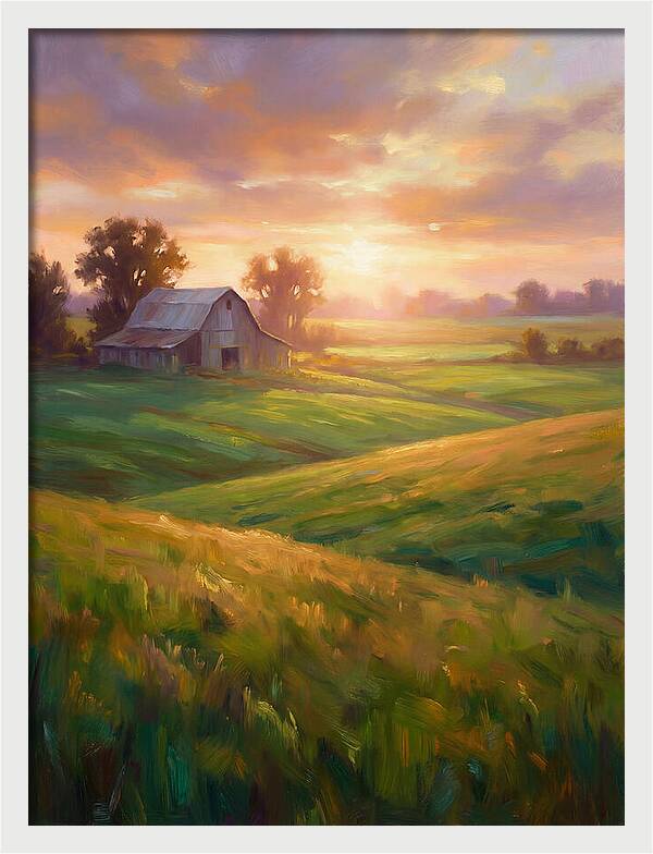 Farm Landscape At Dusk