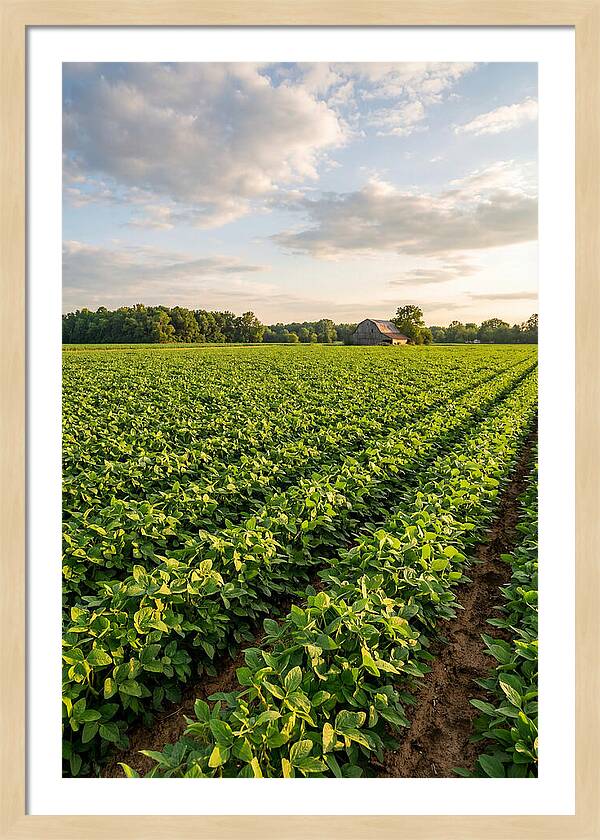 Farm Soybean Fields At Dusk