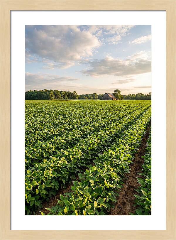 Farm Soybean Fields At Dusk