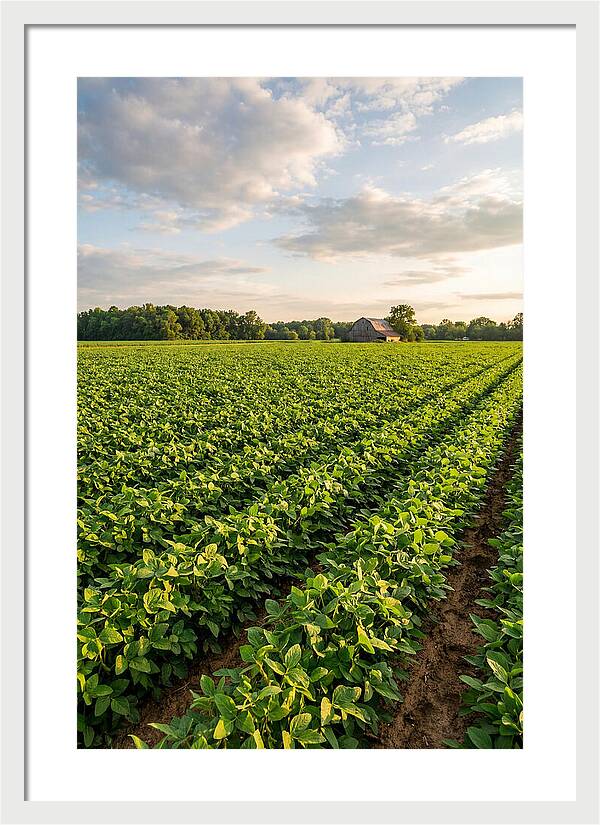 Farm Soybean Fields At Dusk