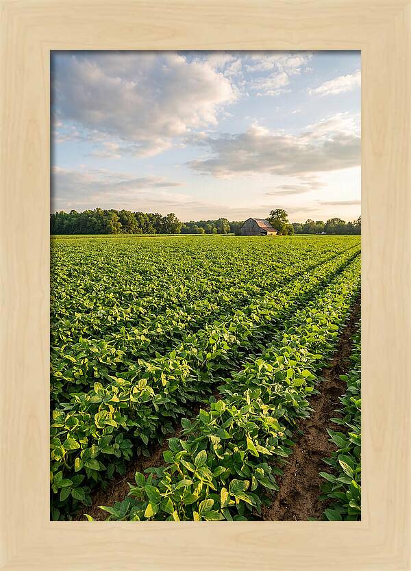 Farm Soybean Fields At Dusk