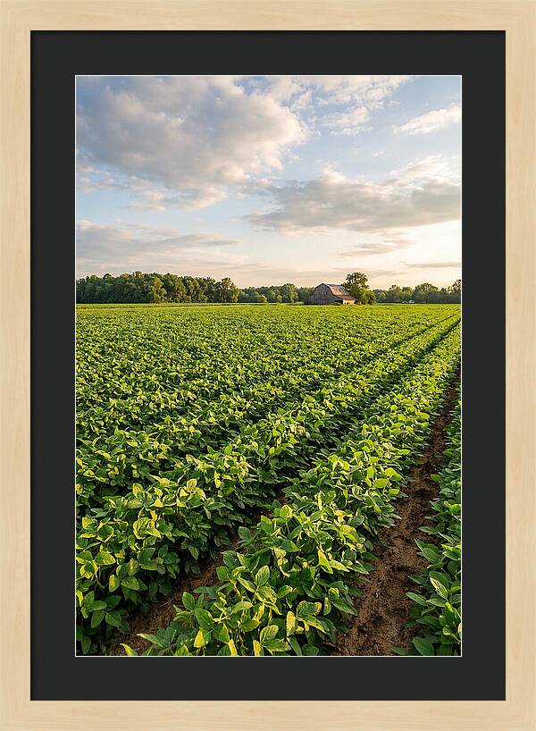 Farm Soybean Fields At Dusk