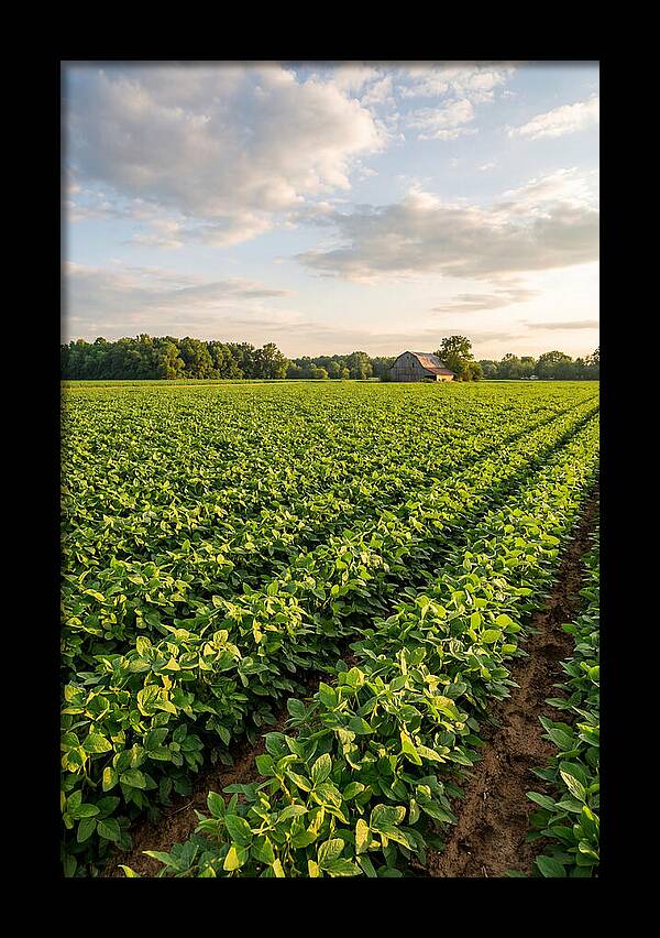Farm Soybean Fields At Dusk