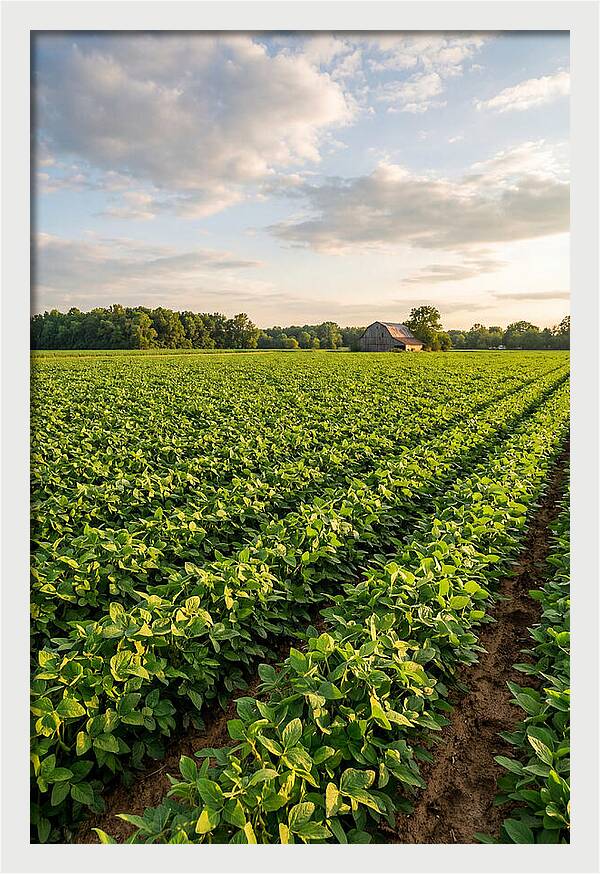 Farm Soybean Fields At Dusk