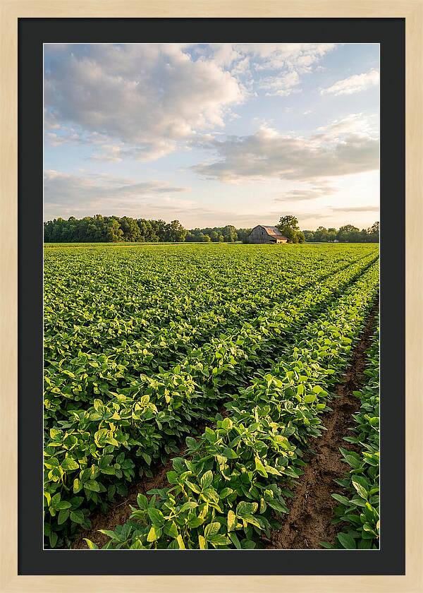Farm Soybean Fields At Dusk